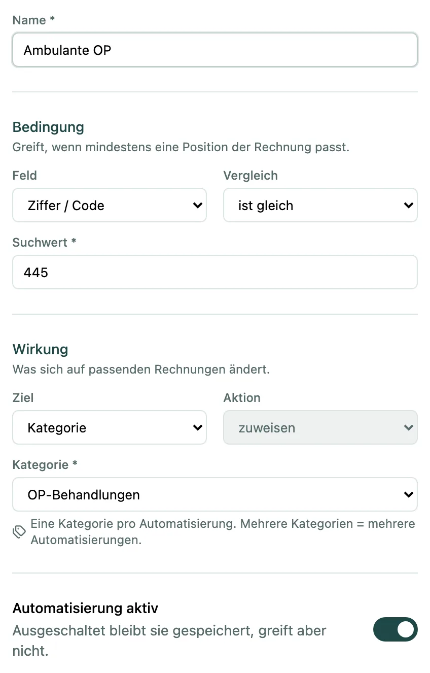 Editor einer Automatisierung mit Bedingung und Wirkung