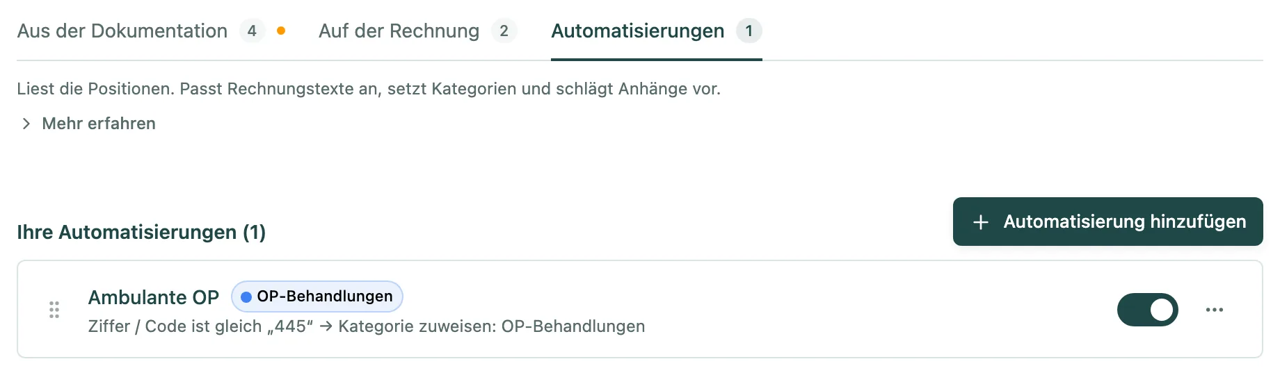 Reiter Automatisierungen mit einer Automatisierung, die eine Kategorie setzt